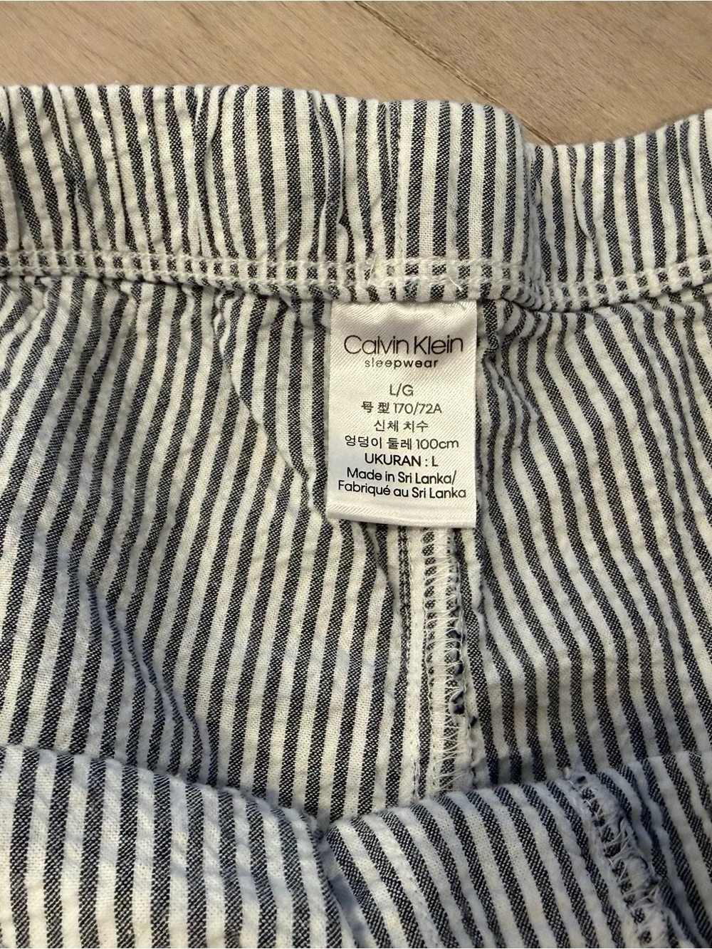 Calvin Klein Striped Drawstring Tassel Shorts - Grey and White